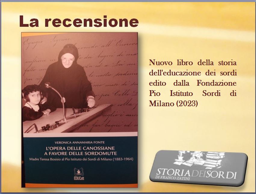 Copertina del libro sull'opera delle Canossiane a favore delle sordomute